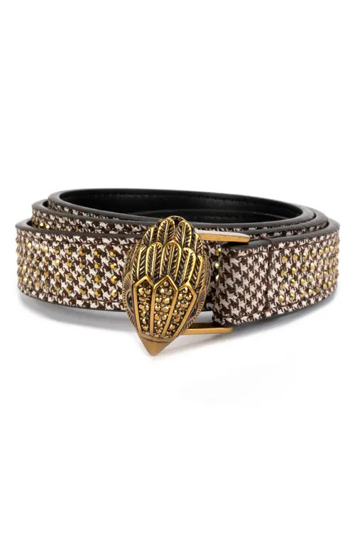 Kurt Geiger London Crystal Houndstooth Belt in Gold/antique Brass at Nordstrom, Size Small | Nordstrom