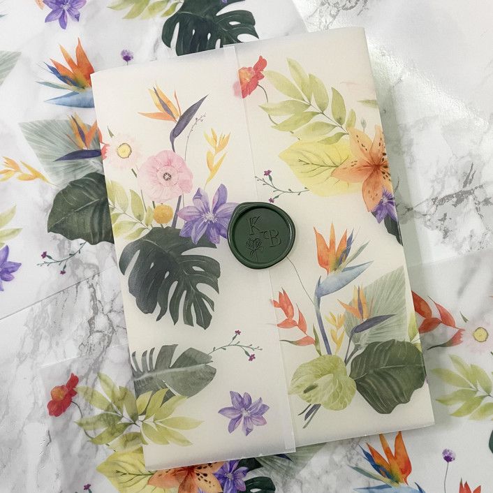 Tropical Floral and Greenery Vellum Wraps (10 pack) | Minted