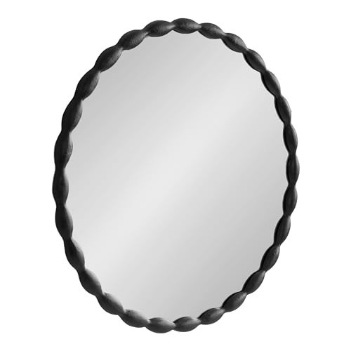 Kate and Laurel Perlina Modern Scalloped Round Mirror, 26 Inch Diameter, Black, Decorative Cast Aluminum Circle Wavy Mirror with Unique Rippled Edge for Dorm Room Decor | Amazon (US)