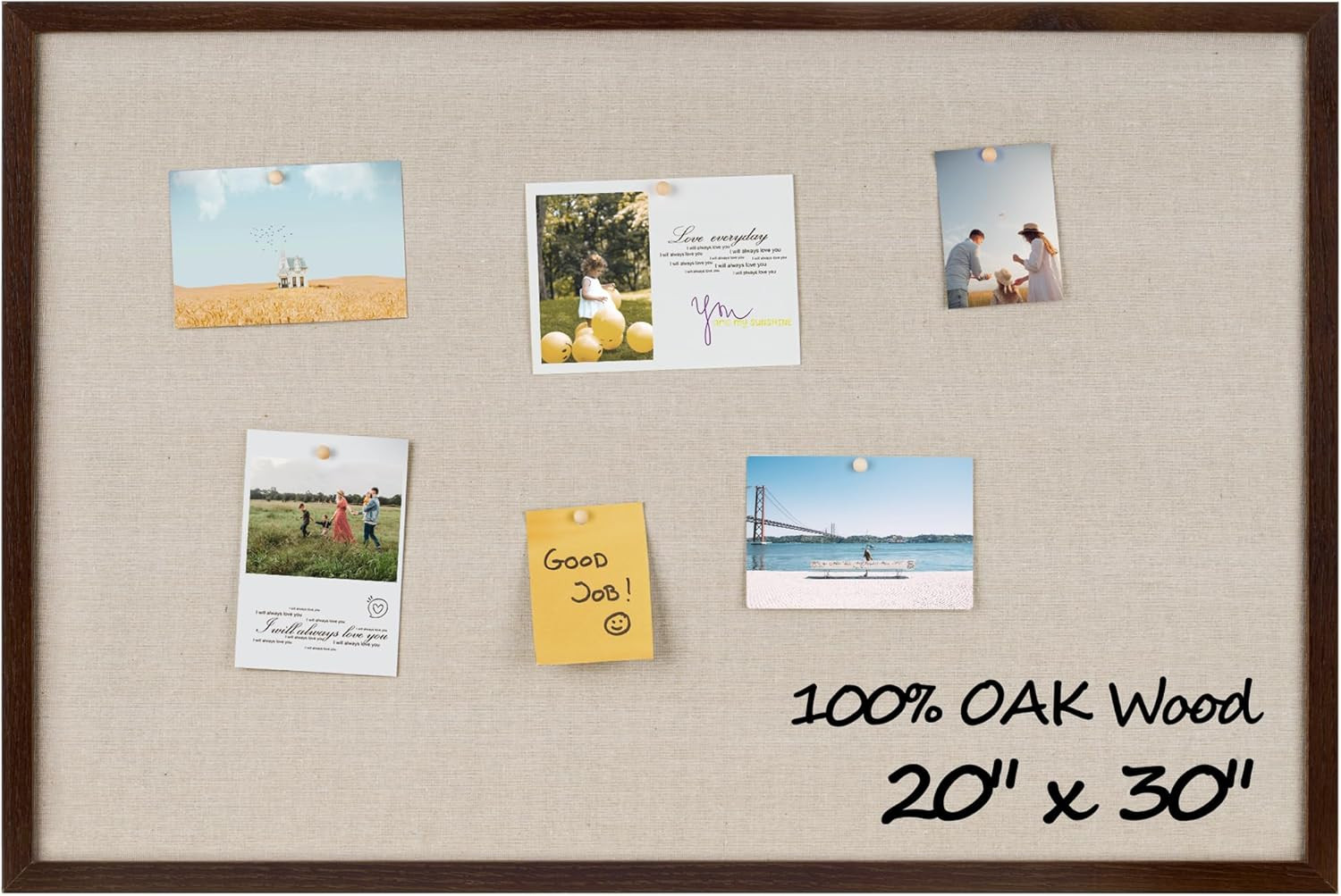 Fun Memories Cork Board Bulletin Board for Office, 20" x 30" Oak Wooden Framed Corkboard, Wall Mo... | Amazon (US)
