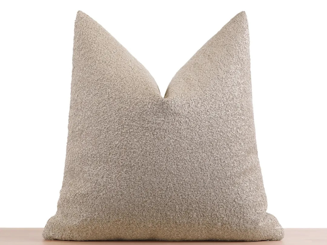 Beige Boucle Pillow Cover: Textured Euro Sham, Boho Chic | Etsy (US)