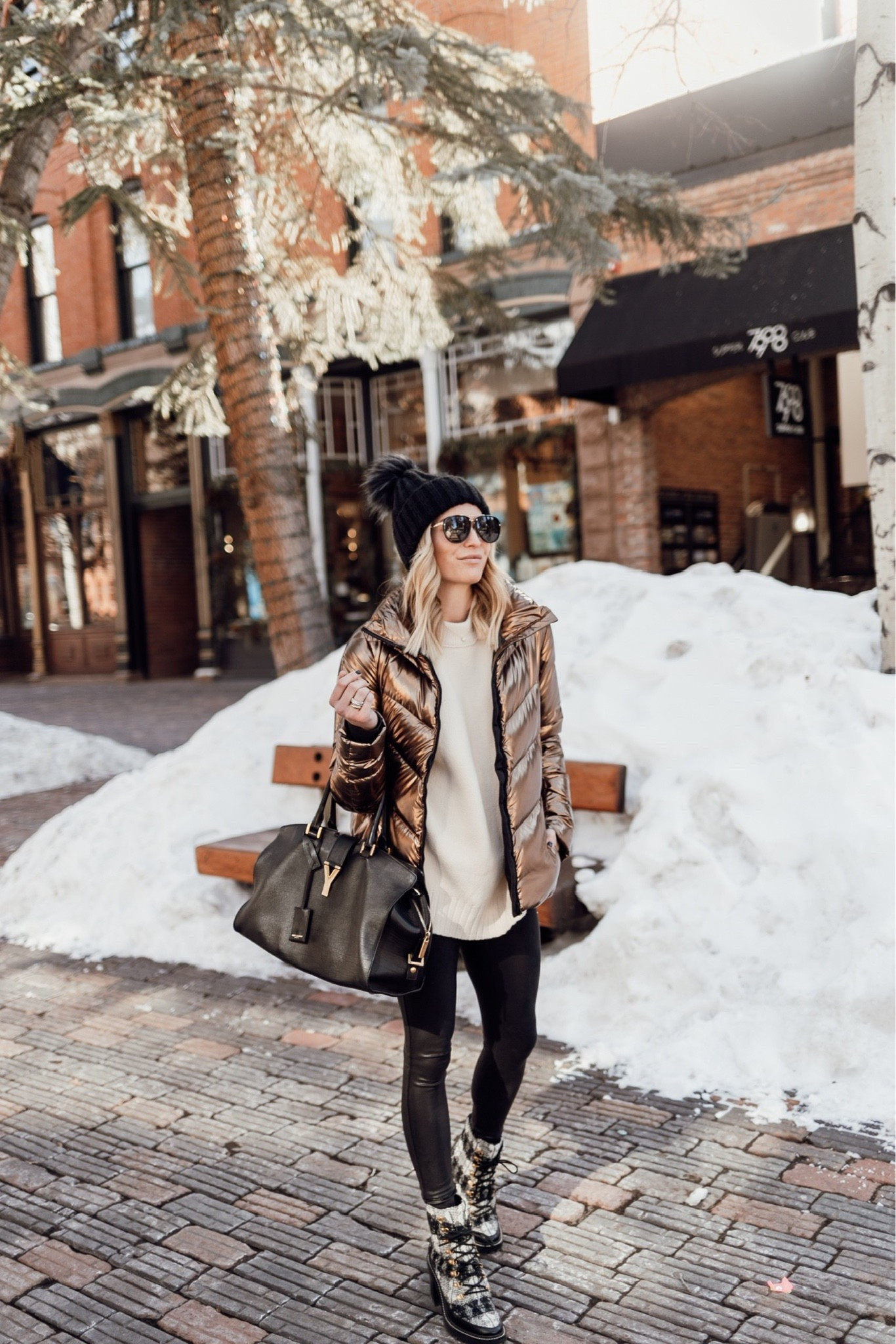 Puffer on sale along withy spanx faux leather leggings, black beanie and similar boots.

#LTKHoliday #LTKsalealert #LTKCyberweek