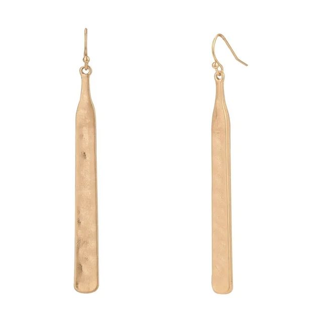 The Pioneer Woman - Women's Jewelry, Gold-tone Hammered Metal Bar Drop Earring | Walmart (US)