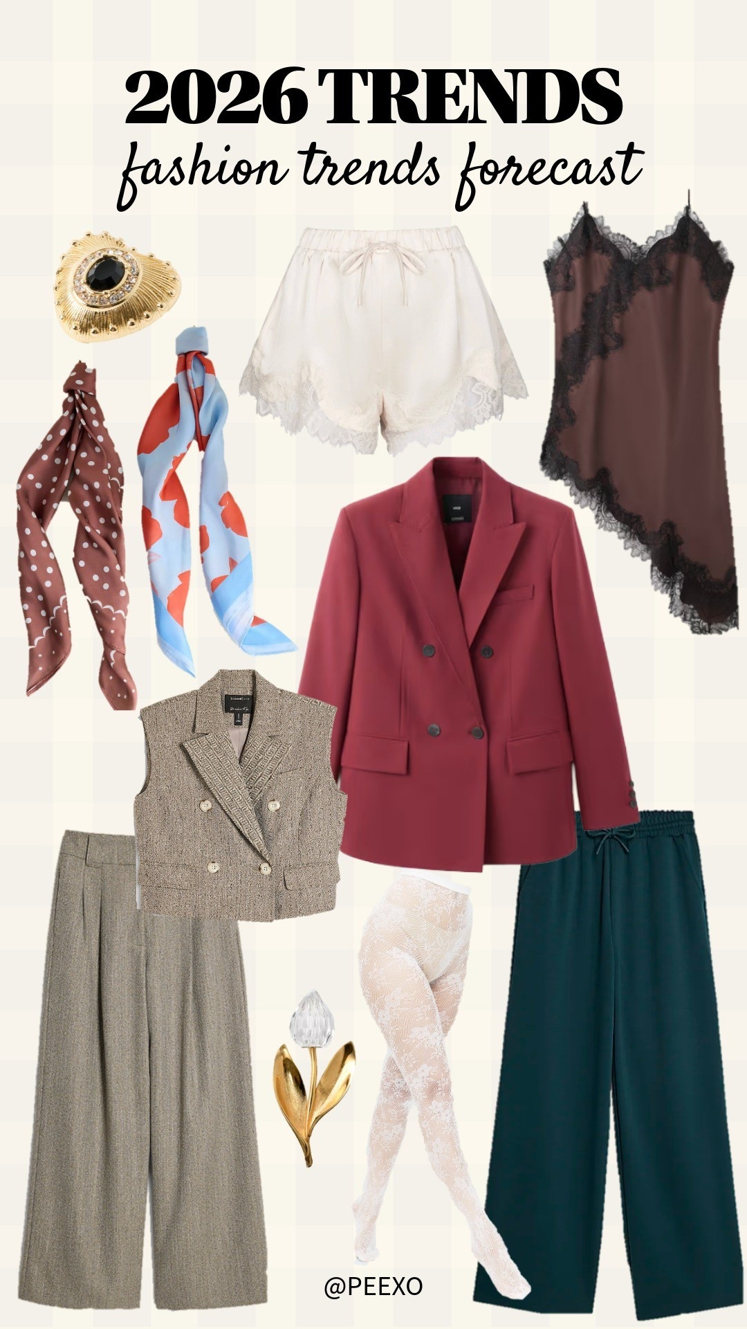 2026 Fashion Trends Forecast! 
1. Lace 
2. Oversized Tailoring 
3. Small Scarves 
4. Brooches 
5. Colour

#LTKstyletip