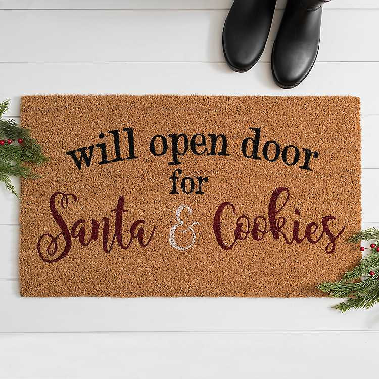 New! Santa and Cookies Outdoor Mat | Kirkland's Home