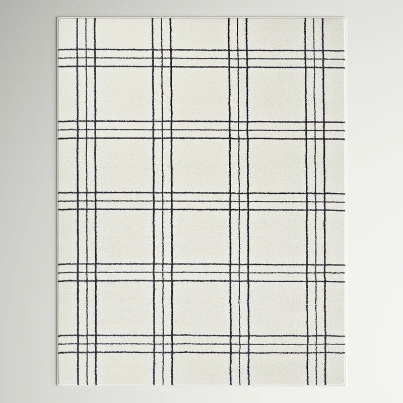 Melany Plaid Area Rug in White | Wayfair North America