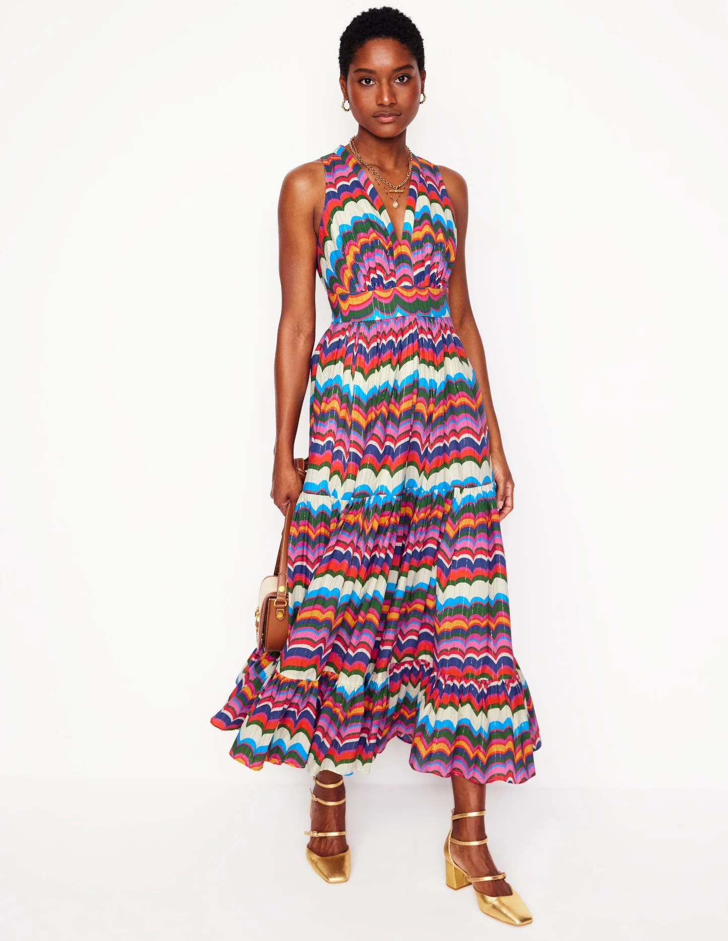 Serena Cotton Tie Maxi Dress-Multi, Abstract Wave | Boden (US)