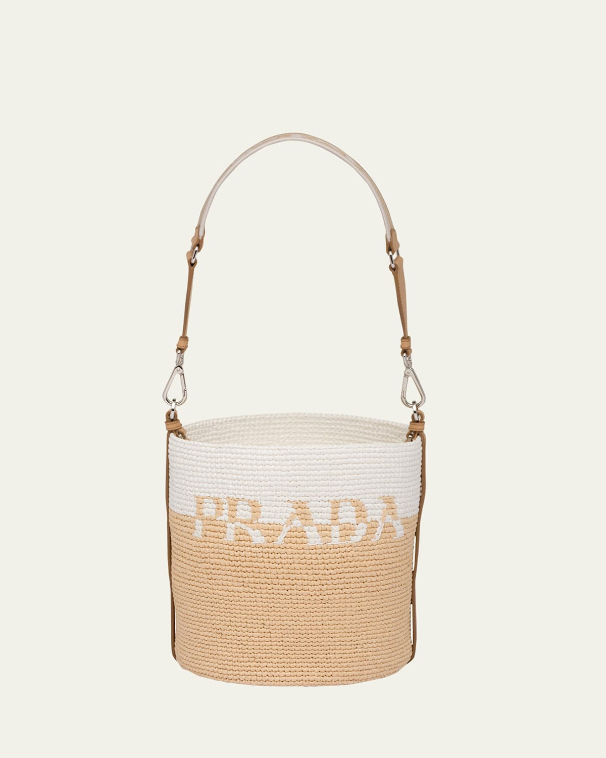 Logo Two-Tone Straw Bucket Bag | Bergdorf Goodman