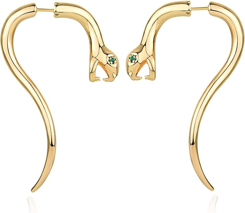 MEVECCO Dainty Snake Earrings Studs for Women 18K Gold Plated Boho Snake Stud Earrings Small Tiny... | Amazon (US)