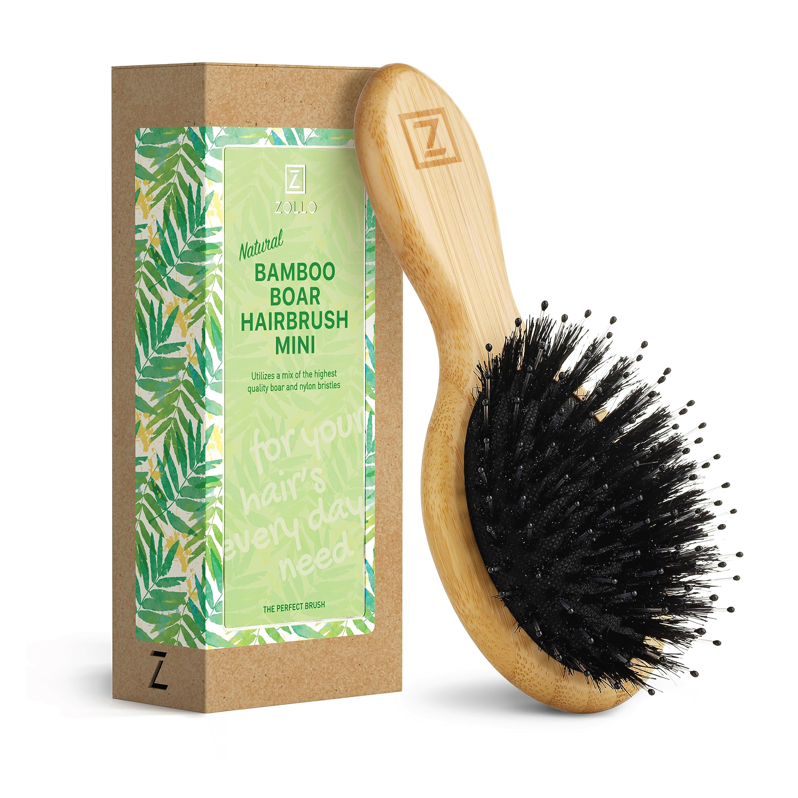 Natural Boar Bristle Hair Brush mini size, portable, easy carry for Women, Men, Kids; Dry and Wet... | Amazon (US)