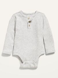 Unisex Long-Sleeve Rib-Knit Henley Bodysuit for Baby | Old Navy (US)