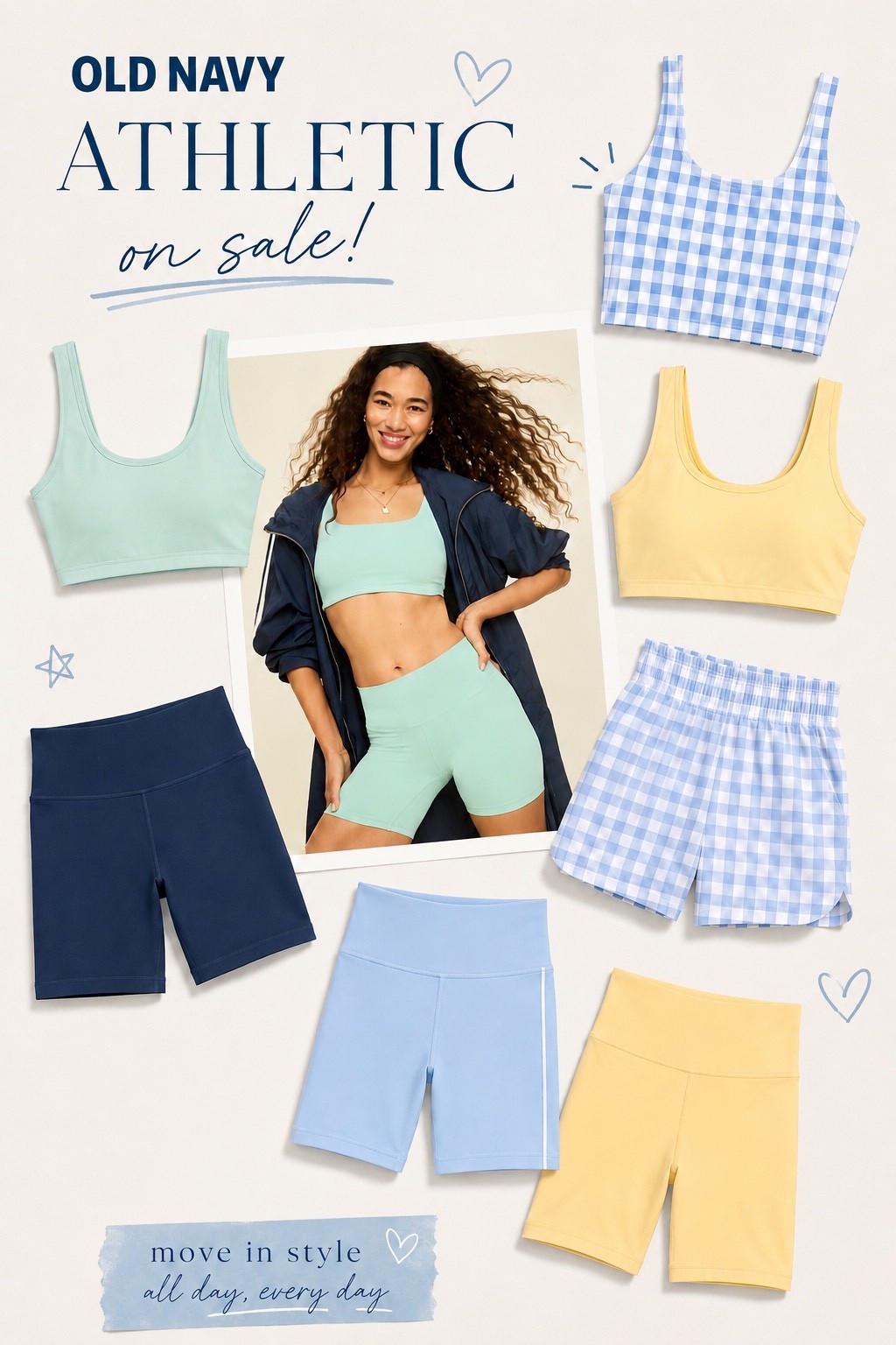 Old Navy athletic is bringing all the cute colors this season 💙💛🩵

From buttery yellow biker shorts to the sweetest blue gingham set, these pieces are perfect for morning walks, errands, workouts, or just looking cute while staying comfy. Bonus: they're on SALE right now! 🙌

I've linked all my favorites so you can snag them before they're gone.

#LTKOver40 #LTKSaleAlert #LTKfitnessgoals