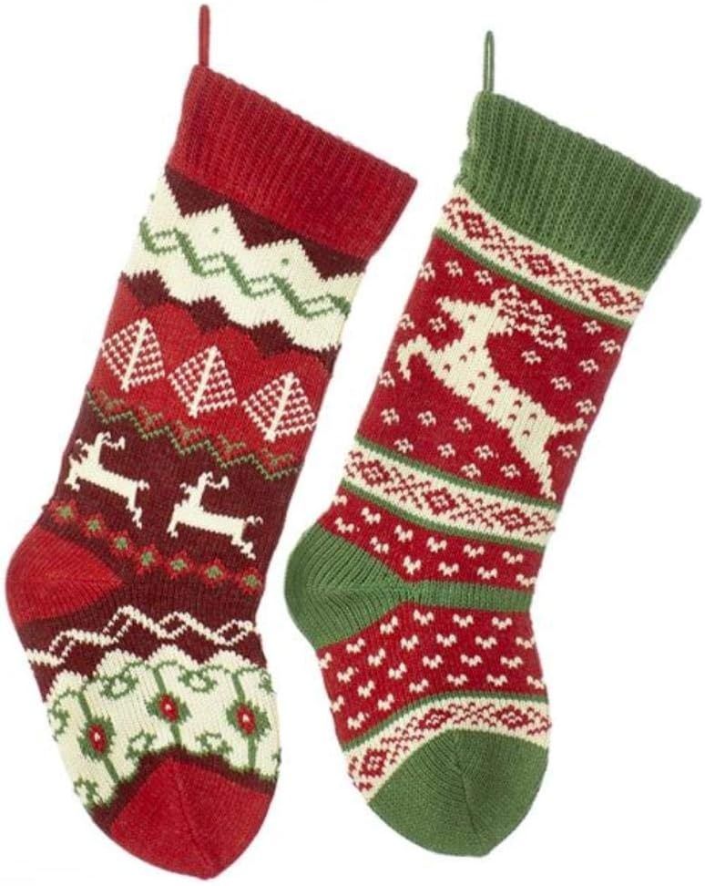 Kurt Adler 20-inch Knit Reindeer Stockings 2 Assorted | Amazon (US)