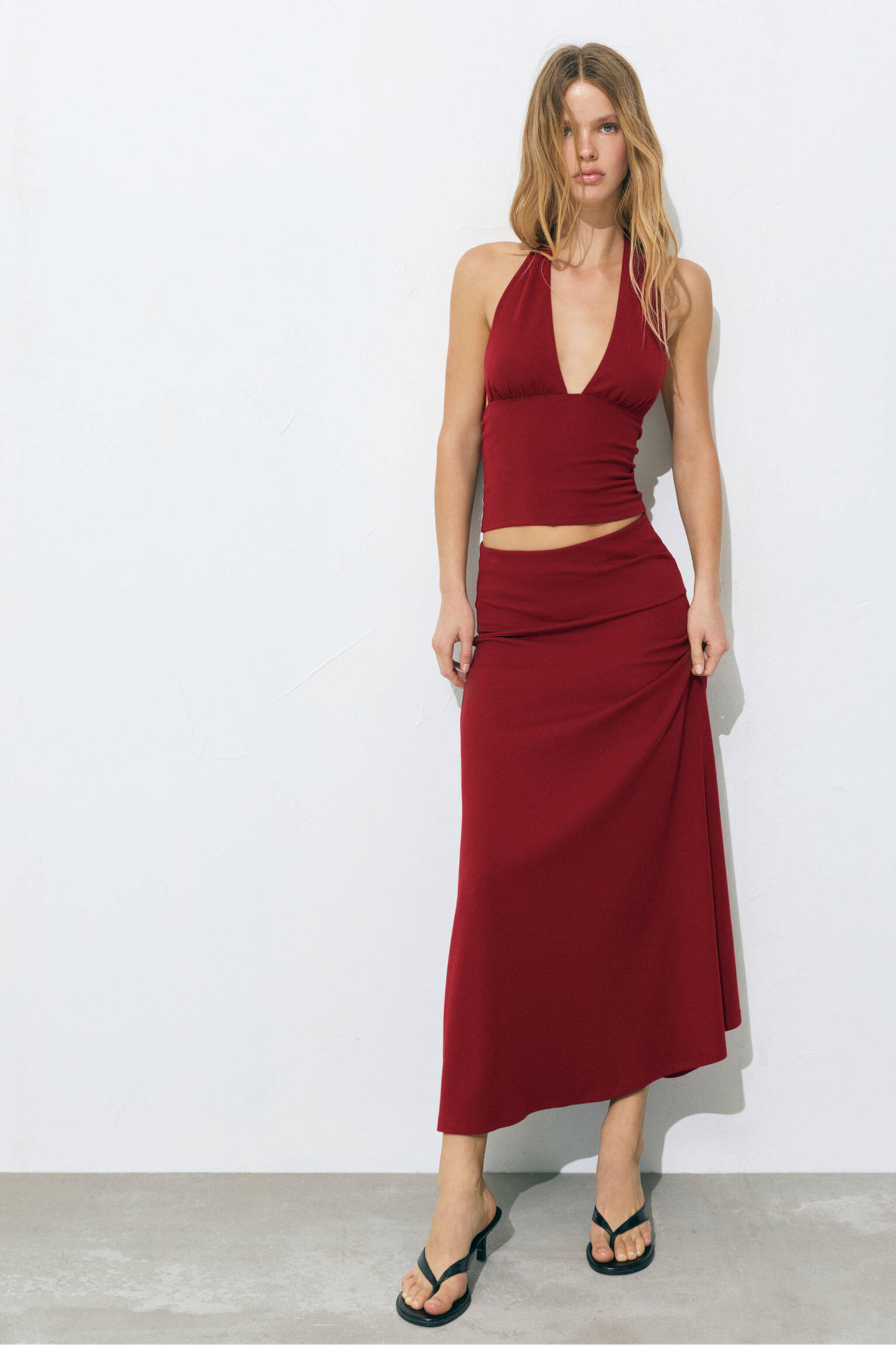 Flared midi skirt | Pull&Bear United Kingdom | PULL and BEAR UK