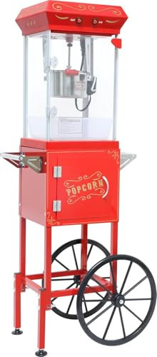 Popcorn Maker Machine with Stand Cart: Vintage Countertop Popcorn Machines with 8Oz Stainless Steel Kettle, Movie Theater Style Pop Corn Popper for Home & Commercial - Red | Amazon (US)