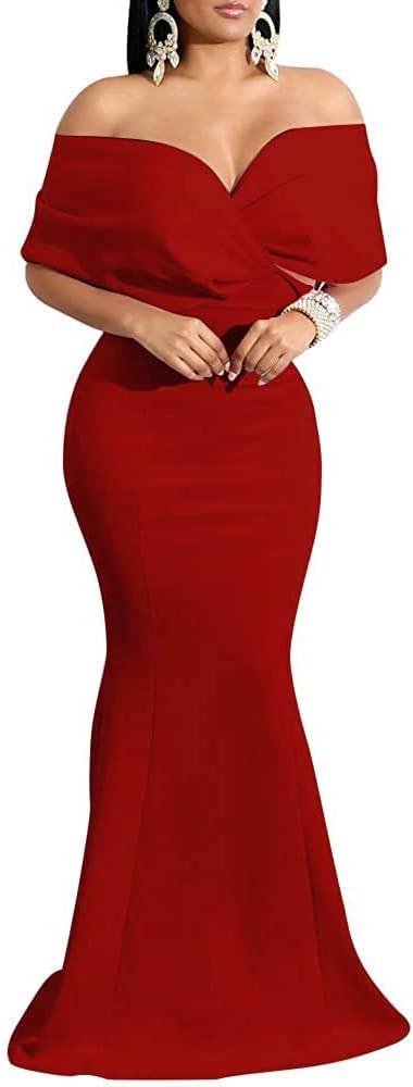Formal Dresses for Women Cocktail Sexy Off Shoulder Floor Length Long Evening Party Dress with Zi... | Amazon (US)