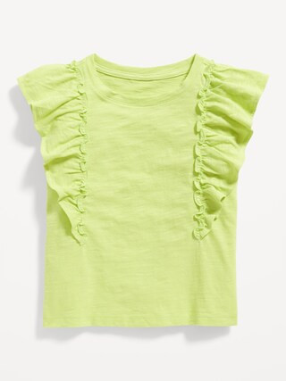 Slub-Knit Ruffle-Sleeve Top for Girls | Old Navy (US)