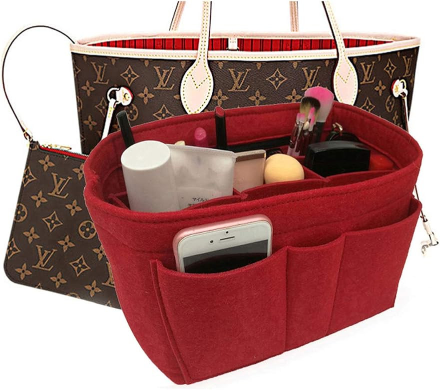 Felt Fabric Purse Tote Diaper Bag Organizer Insert Bag in Bag with Zipper Inner Pocket For Neverf... | Amazon (US)