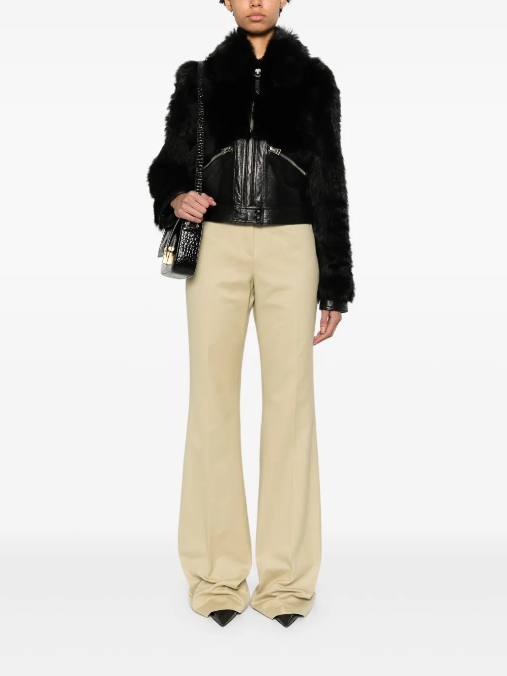 TOM FORD shearling-panel Jacket | Black | FARFETCH IN | Farfetch Global