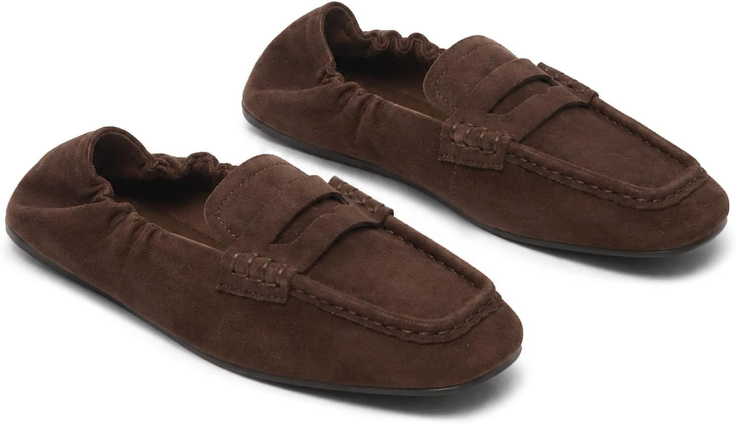Coutgo Penny Loafers for Women Square Toe Elastic Flats Slip On Dress Shoes | Amazon (US)