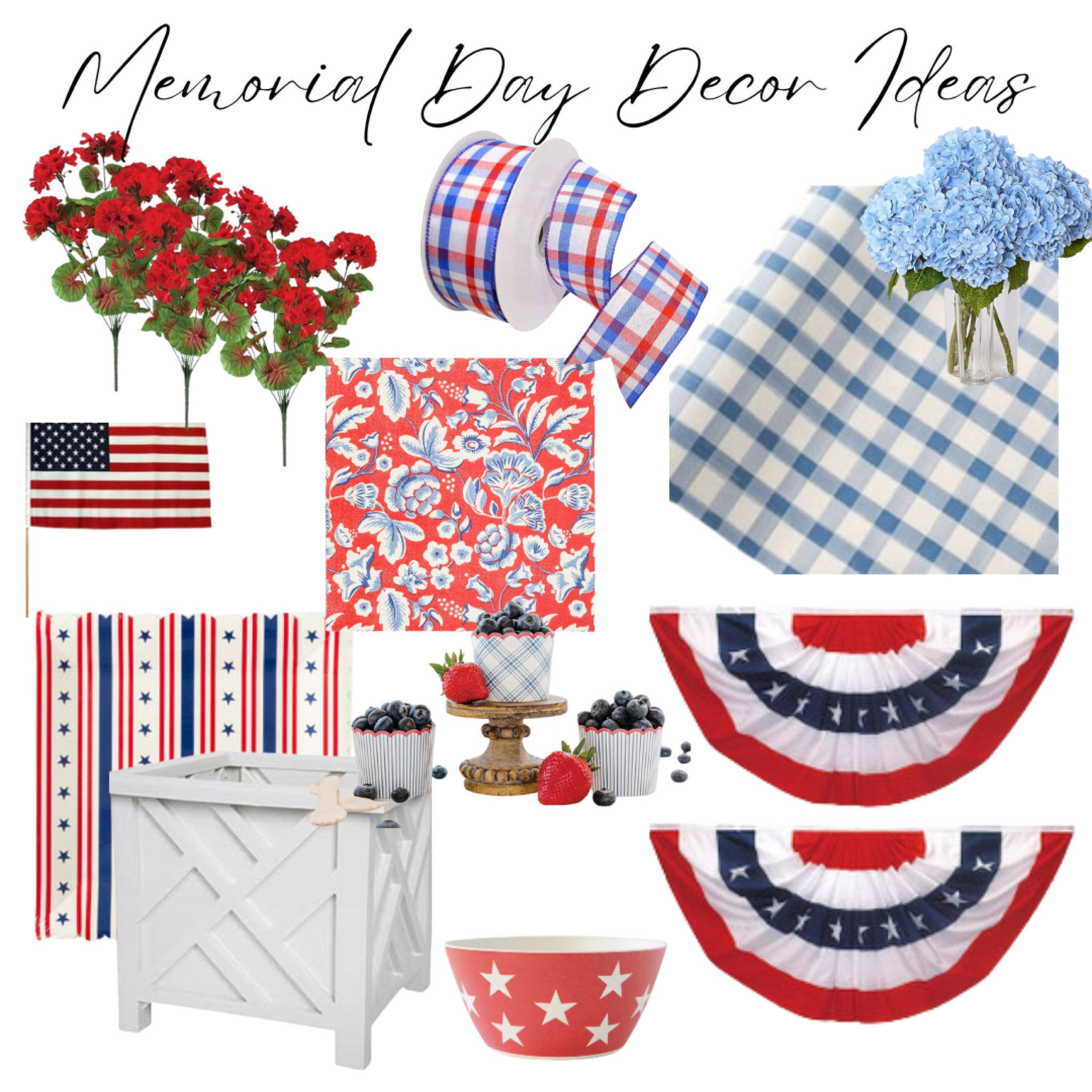 Decorate your home with easy and festive patriotic home decor finds for Memorial Day and July 4th! Red, white, and blue paper plates, napkins, patriotic bunting, ribbon, flags, and more!

#LTKHome #LTKParties #LTKSeasonal
