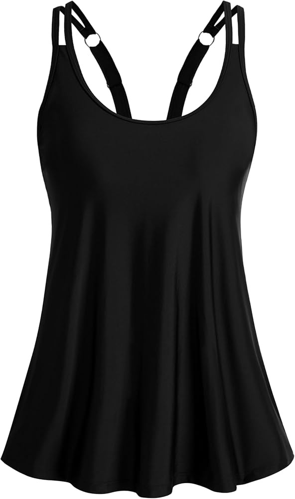 HUSKARY Tankini Tops for Women Flowy Swim Top Removable Padded Loose Fit Modest Bathing Suits No ... | Amazon (CA)