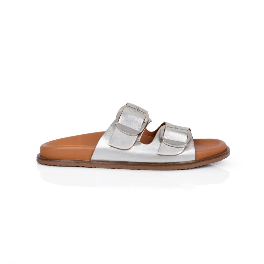 Talia: Silver Two Bar Sandals | Air & Grace
