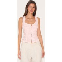 Dusty Pink Cotton Ruched Front Fitted Top | PrettyLittleThing US