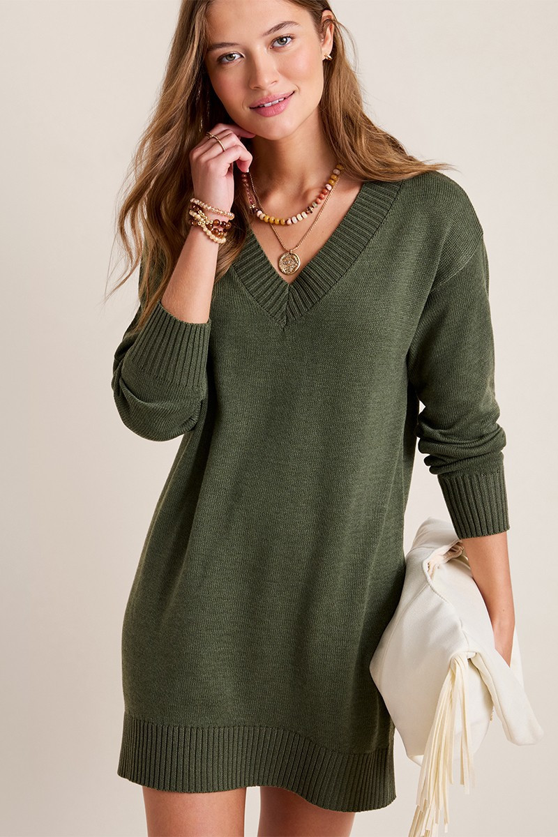 Britney V-Neck Mini Sweater Dress | Francesca's