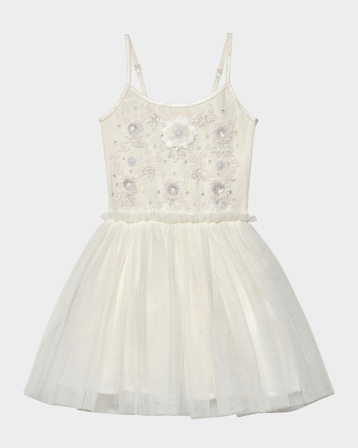 Girl's White Lotus Embellished Tutu Dress, Size 6M-24M | Neiman Marcus