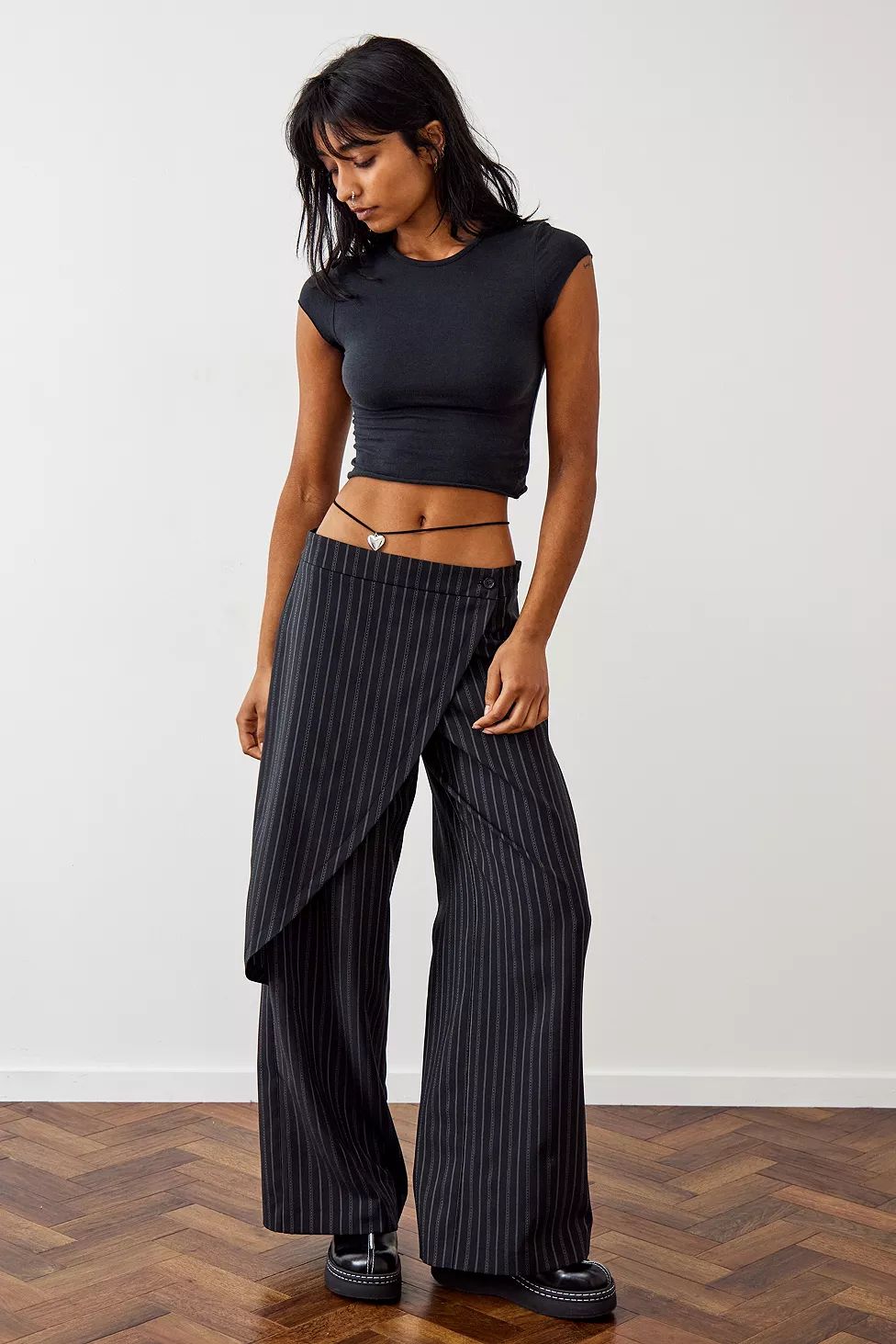Archive At UO Black Kali Triple Pinstripe Trousers | Urban Outfitters (EU)
