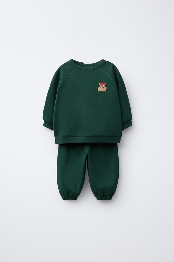 TERRY PATCH SWEATSHIRT AND JOGGER PANTS SET | Zara US
