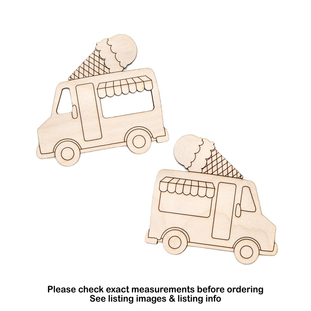 Ice Cream Truck Two Scoops Detail Wood Cutout-retro Style Ice Cream-various Sizes-diy Crafts-swee... | Etsy (US)
