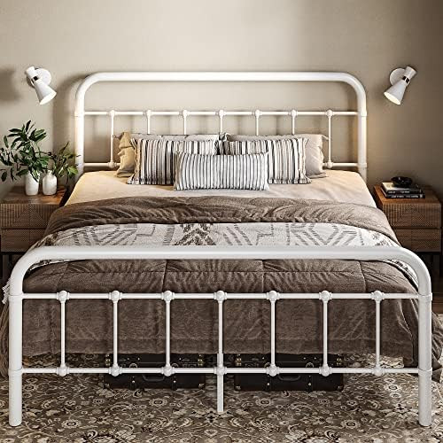 Allewie Full Size Metal Platform Bed Frame with Victorian Style Wrought Iron-Art Headboard/Footbo... | Amazon (US)