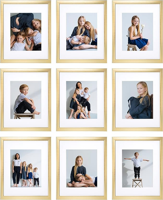 Sheffield Home 9 Piece Gallery Wall Frame Set, 11x14 Inch, Gold | Amazon (US)