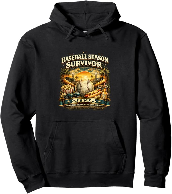Baseball Season Survivor 2026 Funny Fan Vintage Sunset Pullover Hoodie | Amazon (US)