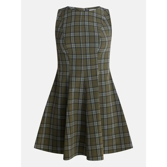 No Boundaries Fit and Flare Plaid Mini Dress, Women’s XXS-XXL | Walmart (US)