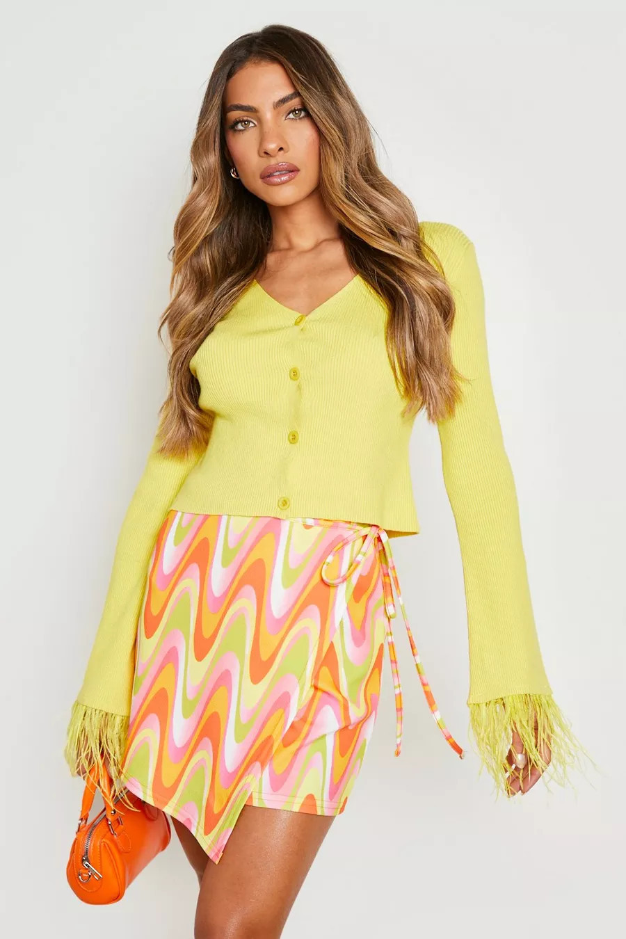 Feather Trim Cropped Cardigan | Boohoo.com (UK & IE)