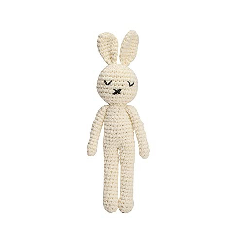 Baby Rattle Crochet White Bunny Doll Baby Toys Handmade Newborn Toy Early Development Grips Stuffed Animal Organic Rattle (Bunny Doll) | Amazon (US)