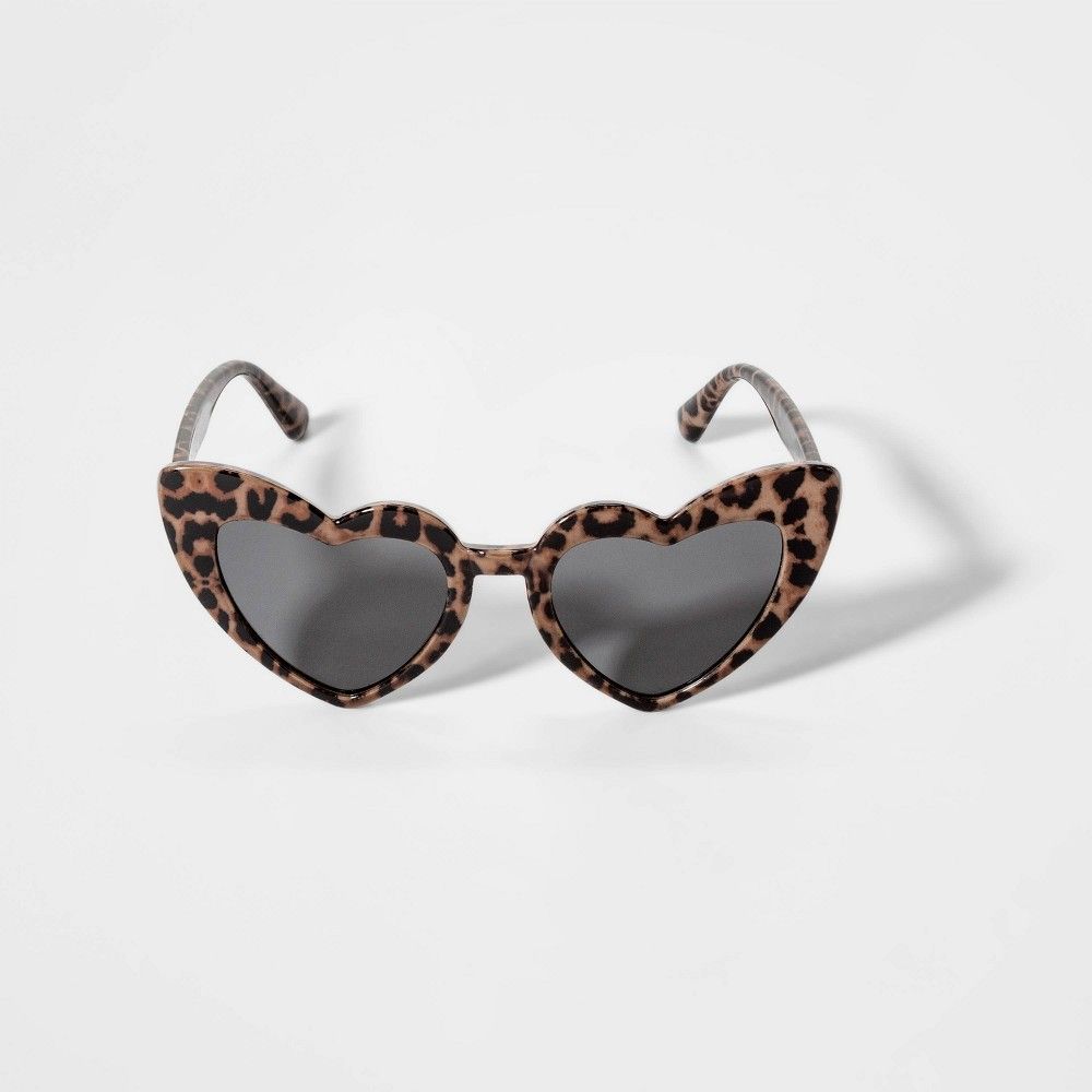 Girls' Leopard Heart Shape Sunglasses - art class Brown | Target