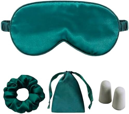 Silk Satin Sleeping Eye Mask, Dark Green Sleep Eye Mask Night Blindfold for Women and Men, Soft B... | Amazon (US)