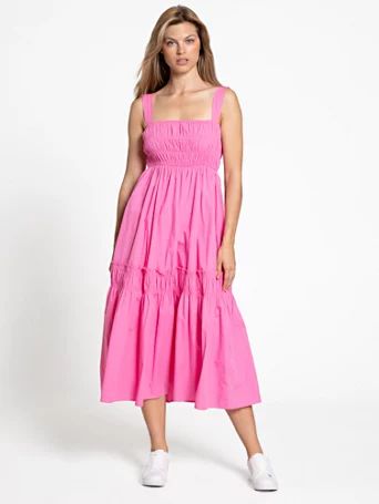 Sleeveless Smocked Midi Dress - Fore Collection - New York & Company | New York & Company