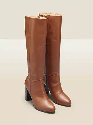 Sosandar Blake Leather Knee High Boots, Tan | John Lewis (UK)