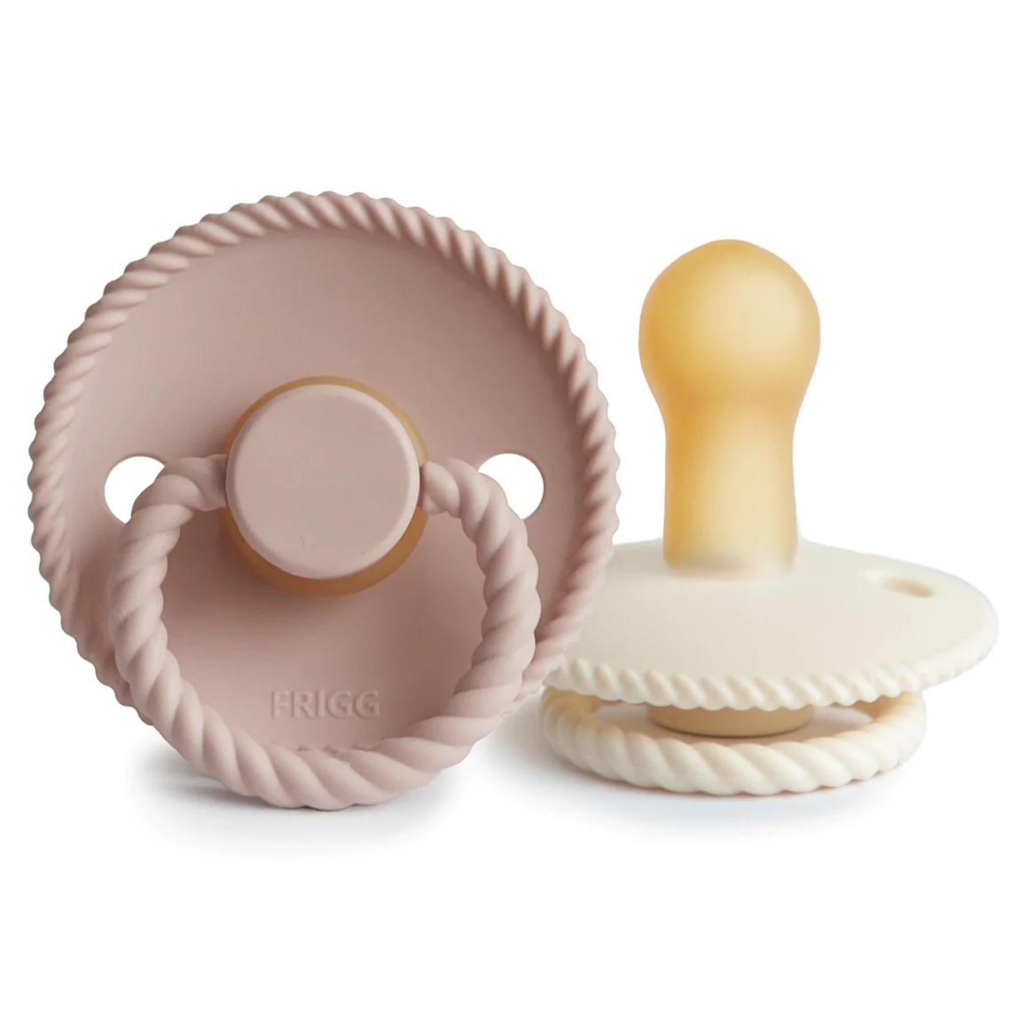 Rope Natural Rubber Pacifier 2-Pack, Cream/Blush | SpearmintLOVE