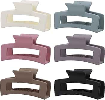 6 Pack Square Claw Clips, Hair Claw Clips for Women Girls, 3.5" Medium Non-slip Hair Clips, Recta... | Amazon (US)