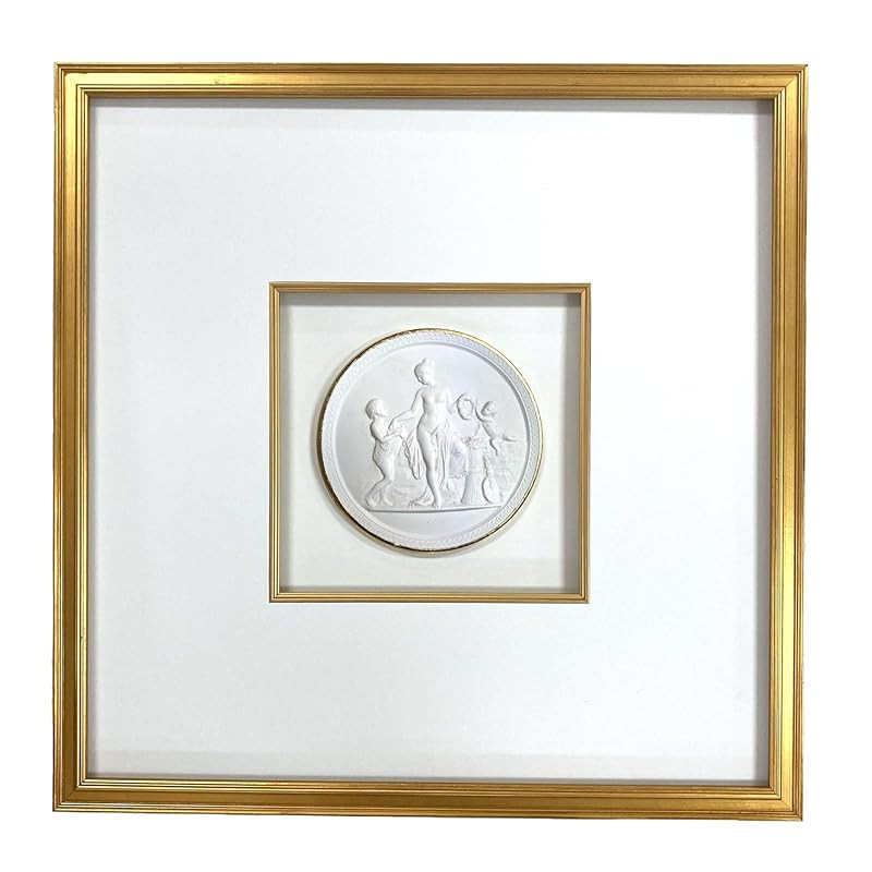 Framed Plaster Intaglio, 16x16 inches, Gold Frame, Ivory Mats, Gold Fillet, 5-3/8 inch Intaglio, ... | Amazon (US)