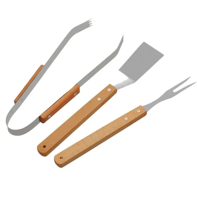 Sueyeuwdi Stainless Steel Three Piece Set With Handle Grill Fork Grill Spatula Grill Clip Outdoor... | Walmart (US)