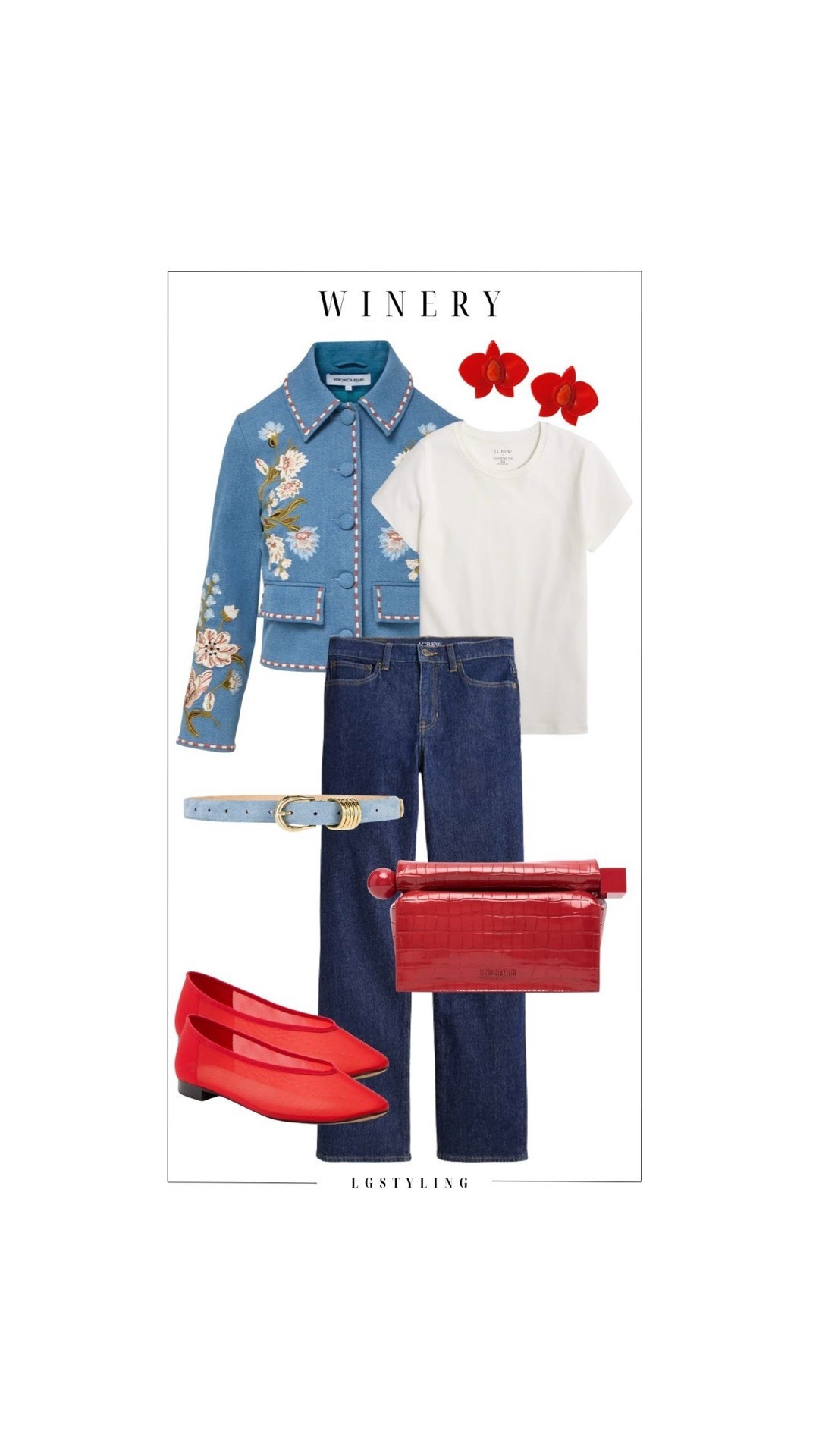 🍷 Winery Outfit

Winery days call for polished but relaxed style. This outfit pairs timeless denim with a simple white tee and a statement embroidered jacket that instantly elevates the look. Red ballet flats and a structured clutch add a bold pop of color while keeping the outfit comfortable enough for an afternoon of wine tasting and strolling the vineyard.

#LTKStyle #LTKWeekend #LTKSpringOutfit #WineryStyle #CasualChic #DenimStyle #StatementJacket #BalletFlats #WeekendOutfitIdeas #ElevatedCasual #EffortlessStyle #ClassicWardrobe

#LTKgrwm #LTKootd #LTKSpringSale