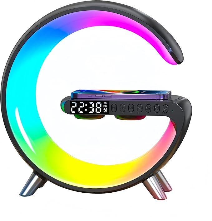 lamp with Wireless Charge, Table led Atmosphere lamp, Smart Light Sound Machine, Bluetooth Speake... | Amazon (US)