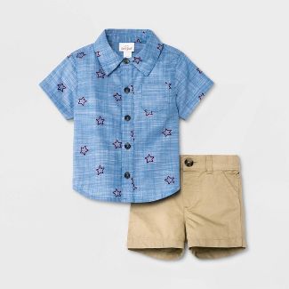 Baby Boys' 2pc Star Chambray Top & Bottom Set - Cat & Jack™ Blue | Target